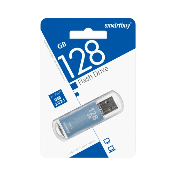 Флеш-накопитель Smartbuy V-Cut 128GB USB3.1 пластик синий