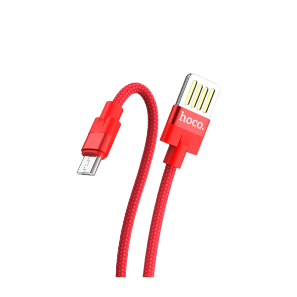 Кабель HOCO U55 USB (m)-microUSB (m) 1.2м 2.4A ткань красный (1/25/250)
