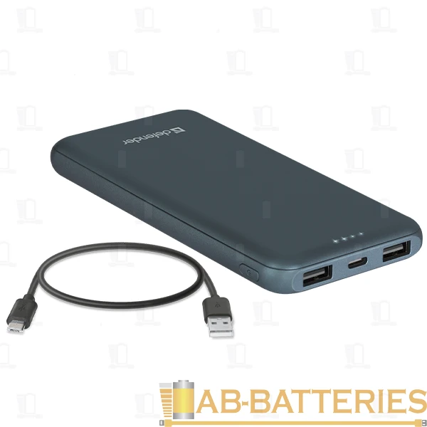 Внешний аккумулятор Defender ExtraLife 10000F 10000mAh 2.1A 2USB синий (1/40)