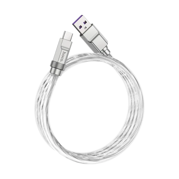 Кабель HOCO U113 USB (m)-Type-C (m) 1.0м 6A 100W силикон серебряный (1/22/220)