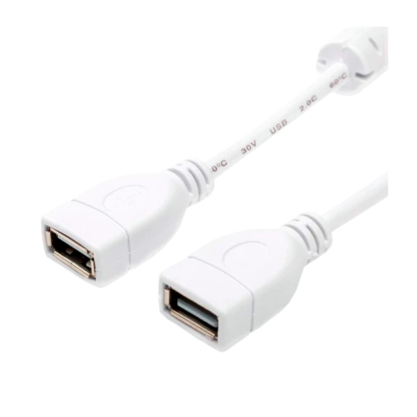 Кабель Atcom USB (f)-USB (f) 1.8м силикон стаб.напр. белый (1/10/250)