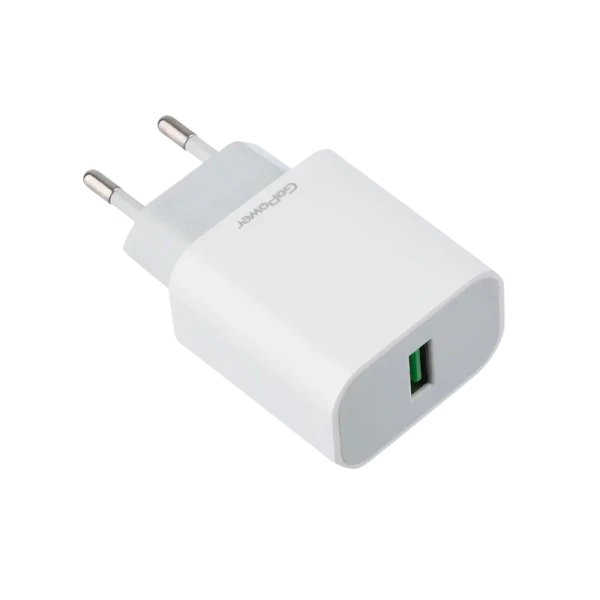 Сетевое З/У GoPower GPQC07 1USB 18W QC3.0 белый (1/200)