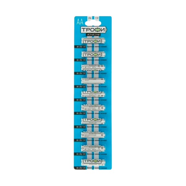 Батарейка Трофи LR6 AA BL10 Alkaline 1.5V отрывные (10/100/1000/20000)