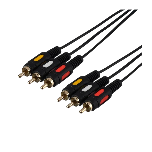 Кабель GoPower 3xRCA (m)-3xRCA (m) 5.0м ПВХ черный Premium Zip-Lock c подвесом (1/50)