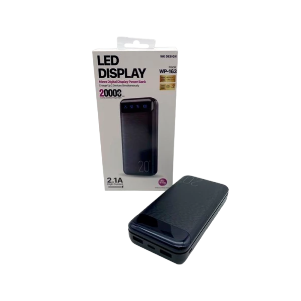 Внешний аккумулятор WK WP-163 20000mAh 2.1A черный (1/60)