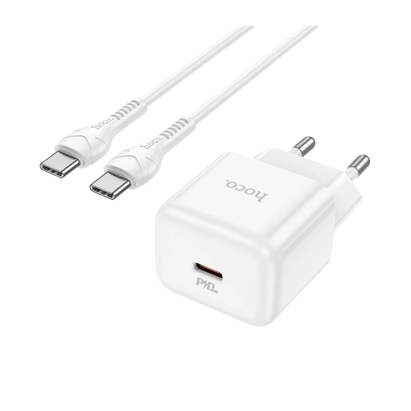 Сетевое З/У HOCO N32 Type-C 30W PD3.0 с кабелем Type-C-Type-C белый (1/13/130)