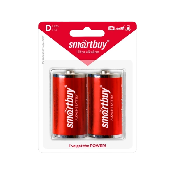 Батарейка Smartbuy LR20 D BL2 Alkaline 1.5V (2/12/96)