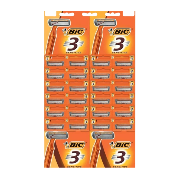 Бритва BIC "БИК 3 Sensitive" 3 лезвия пластиковая ручка на карте 24шт. (24/96)
