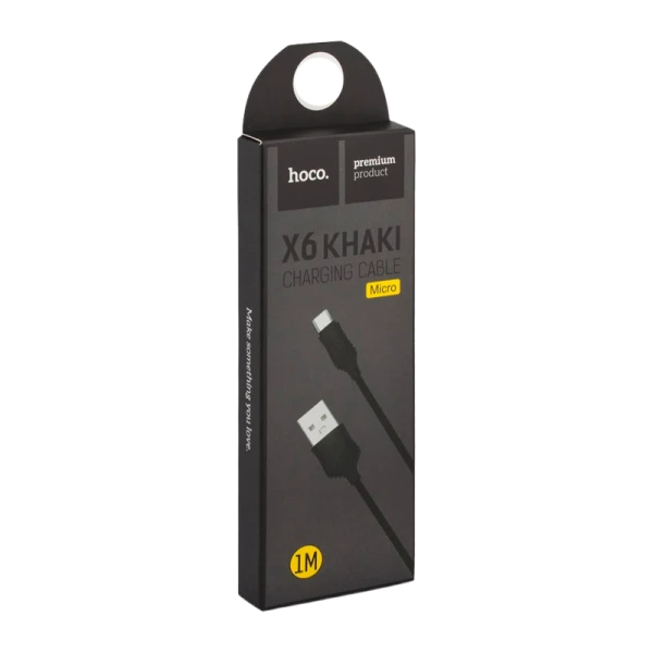 Кабель HOCO X6 USB (m)-microUSB (m) 1.0м 2.4A ПВХ черный (1/30/300)
