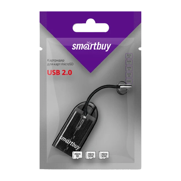 Картридер Smartbuy 710 USB2.0 microSD черный (1/20)