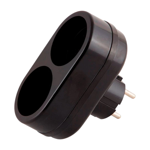 Разветвитель Toker 2Т 2р.Б/З 6A черный (1/80)