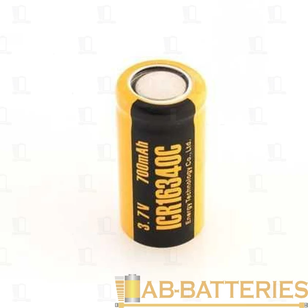 Аккумулятор ET ICR16340С-FT 16.8*34.0, 700mAh, Li-Ion, плоский + (1/50/200)