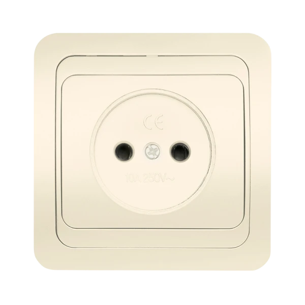 Розетка Smartbuy 1-местная без заземления 10А бежевая, керамика "Марс"