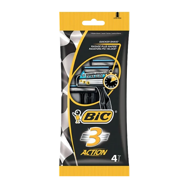 Бритва BIC "БИК 3 Экшен" 3 лезвия пластиковая ручка 4шт. (1/20)