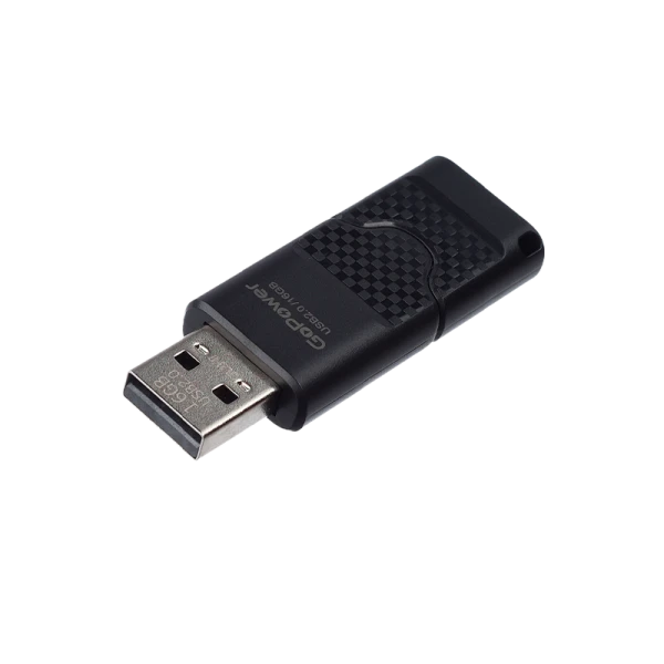 Флеш-накопитель GoPower SLIDER 16GB USB2.0 пластик черный матовый (1/50/1000)