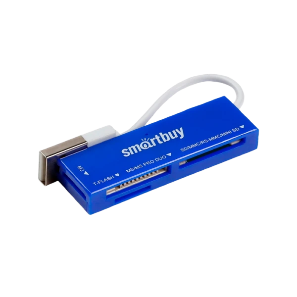 Картридер Smartbuy 717 USB2.0 SD/microSD/MS/M2 голубой