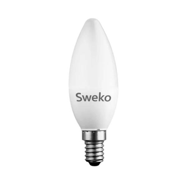 Лампа светодиодная Sweko C35 E14 5W 3000К 230V свеча (1/5/100)