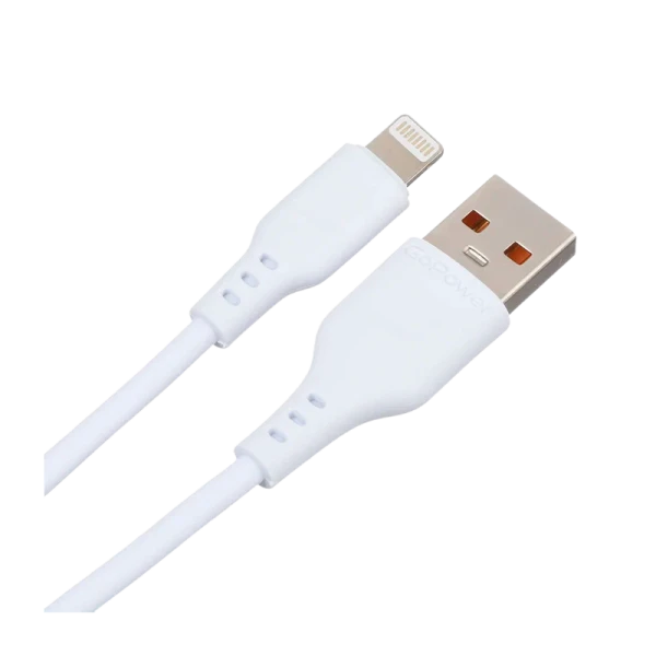 Кабель GoPower GP01L USB (m)-Lightning (m) 1.0м 2.4A ПВХ белый (1/200/800)