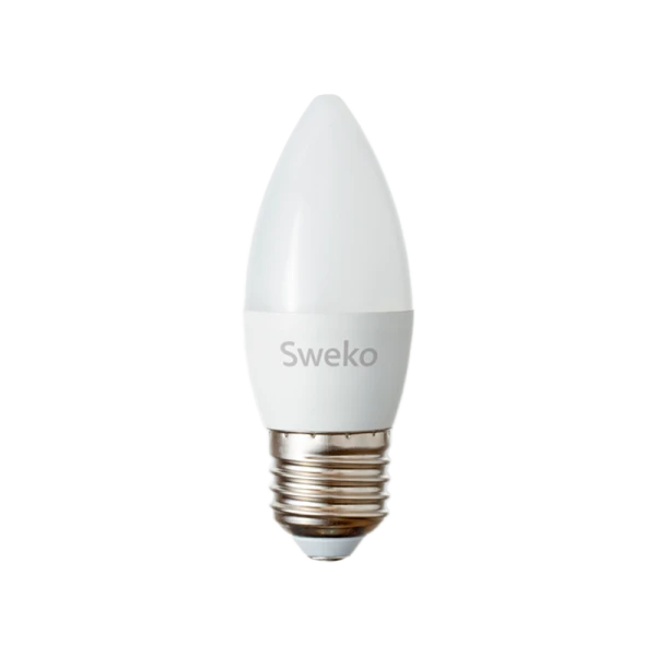 Лампа светодиодная Sweko C35 E27 7W 6500К 230V свеча (1/5/100)