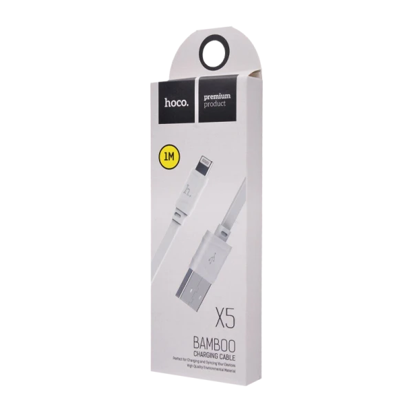 Кабель HOCO X5 USB (m)-Lightning (m) 1.0м 2.4A ПВХ белый (1/30/300)