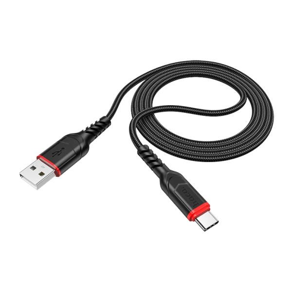 Кабель HOCO X59 USB (m)-Type-C (m) 1.0м 3.0A нейлон черный (1/33/330)