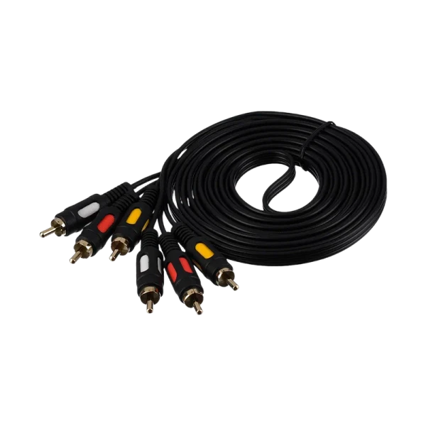 Кабель GoPower 3xRCA (m)-3xRCA (m) 3.0м ПВХ черный Premium Zip-Lock c подвесом (1/100)