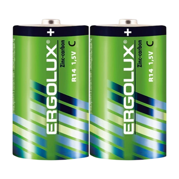 Батарейка Ergolux R14 C Shrink 2 Heavy Duty 1.5V (2/12/288)