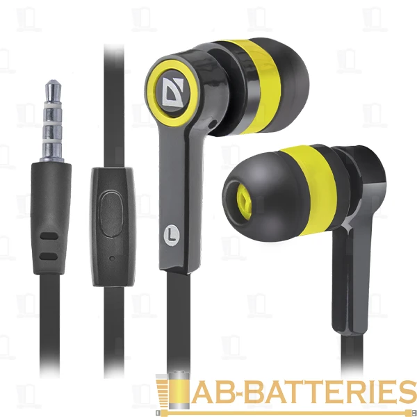 Наушники внутриканальные Defender 420 Pulse с микр. черный желтый (1/80)