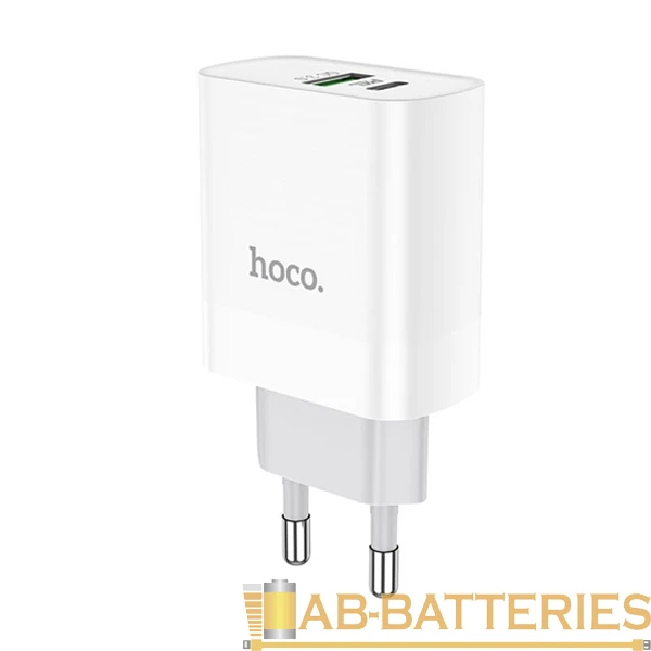 Сетевое З/У HOCO C80A 1USB/Type-C 3.1A 20W QC3.0 белый (1/12/120)