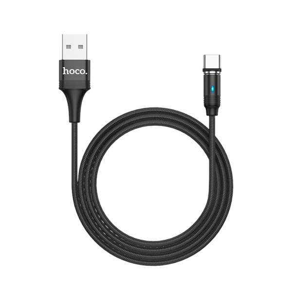 Кабель HOCO U76 USB (m)-Type-C (m) 1.2м 3.0A нейлон магнит черный (1/22/220)