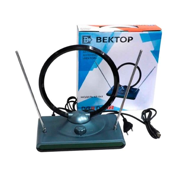 ТВ-Антенна комнатная Вектор AR-041 активная с питанием с усилителем DVB-T/T2 (1/20)