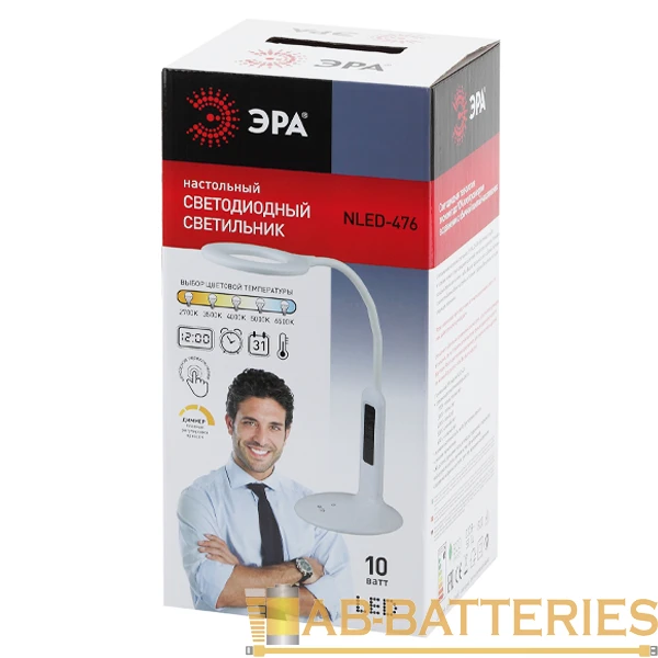 Светильник настольный ЭРА NLED-476 10W 220V на основании сенс. 5 ур.ярк. белый (1/8/72)