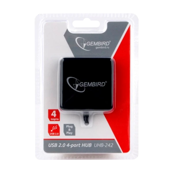USB-Хаб Gembird UHB-242 4USB USB2.0 черный (1/60)