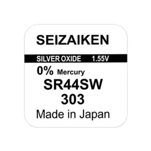 Батарейка SEIZAIKEN 303 (SR44SW) Silver Oxide 1.55V (1/10/100/1000)