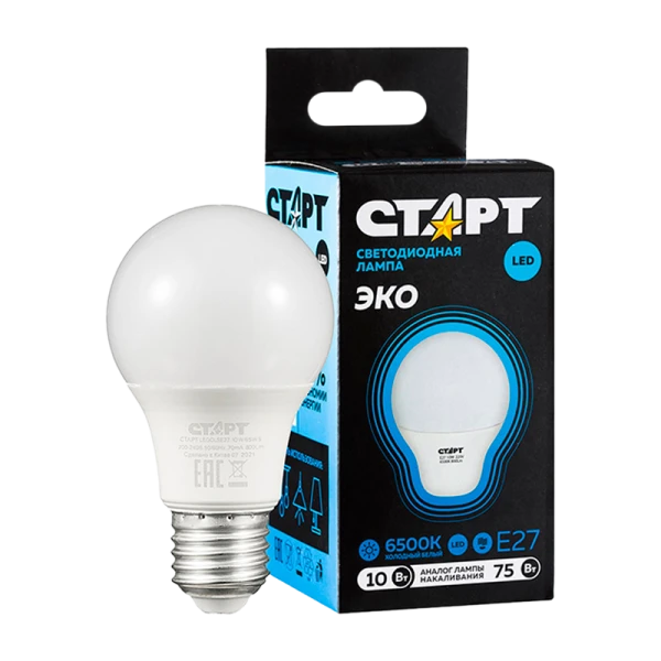 Лампа светодиодная Старт GLS E27 10W 6500К 220V груша Black матовая (1/10/100)
