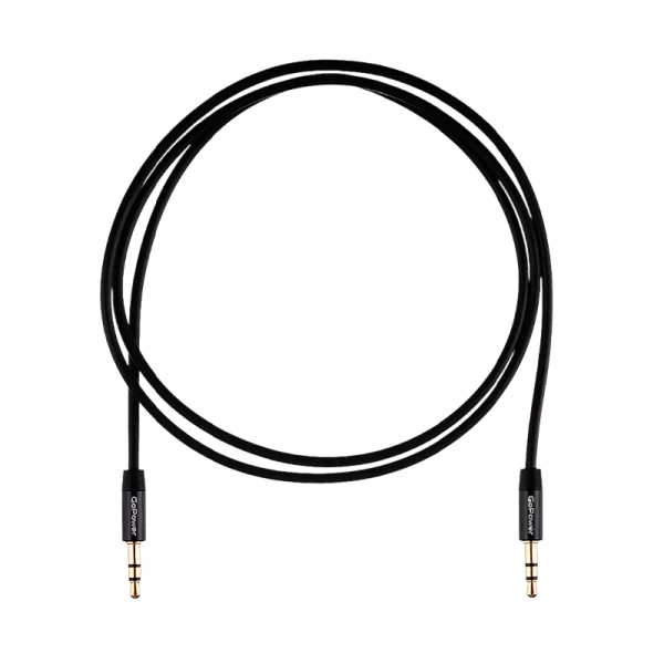 Кабель AUX GoPower Jack 3.5mm (m)-Jack 3.5mm (m) 1.0м TPE черный Premium Zip-Lock c подвесом (1/500)