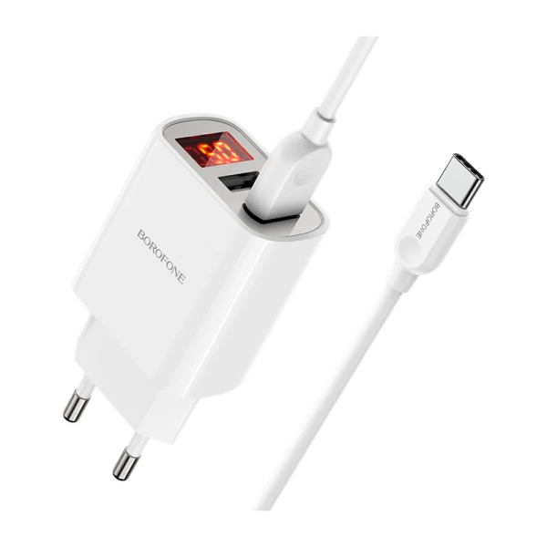 Сетевое З/У Borofone BA58A 2USB 2.4A белый (1/35/140)