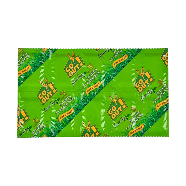 Пластины от комаров GO OUT Family (зеленые, без запаха) (1/250)