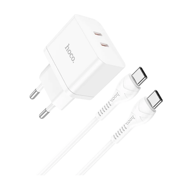 Сетевое З/У HOCO N29 2Type-C 35W с кабелем Type-C-Type-C белый (1/13/130)