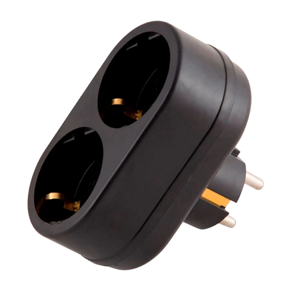 Разветвитель Toker 2Т 2р.С/З черный (1/80)