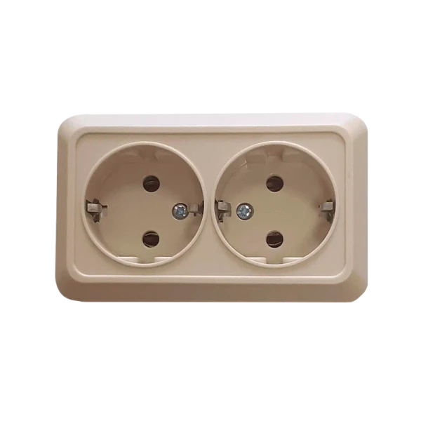 Розетка Прогресс Fit 2гн. 10A С/З ABS + Керамика бежевый (1/10/200)