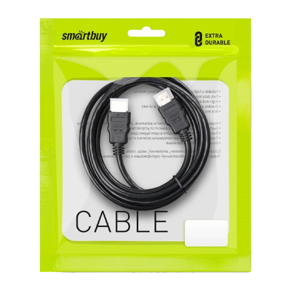 Кабель Smartbuy K-421 HDMI (m)-HDMI (m) 2.0м силикон ver.2.0 стаб.напр. черный (1/20)
