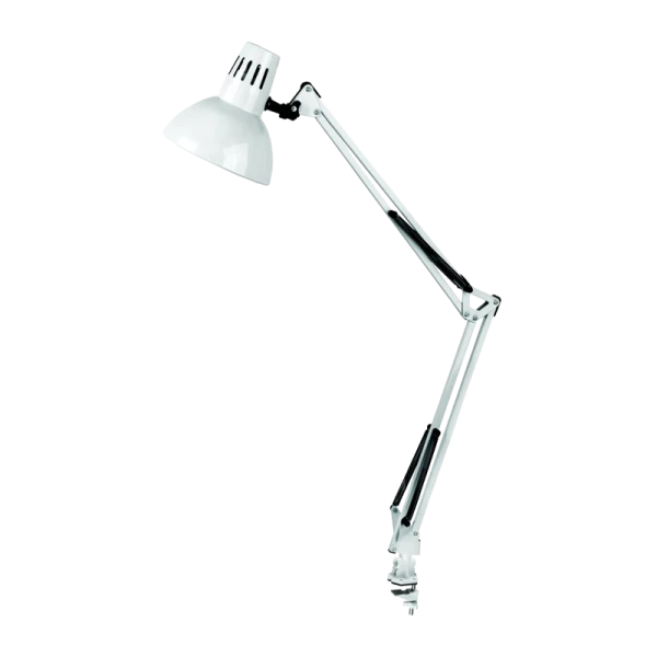 Светильник настольный Camelion KD-312 60W 230V E27 струбцина белый (1/12)