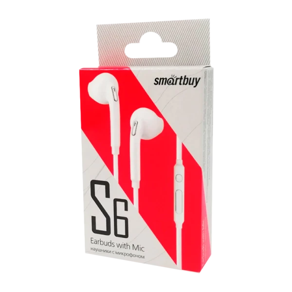 Наушники внутриканальные Smartbuy S6 с микр. белый (1/100)