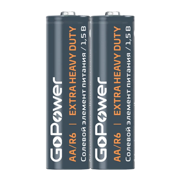 Батарейка GoPower R6 AA Shrink 2 Heavy Duty 1.5V (2/60/1200)