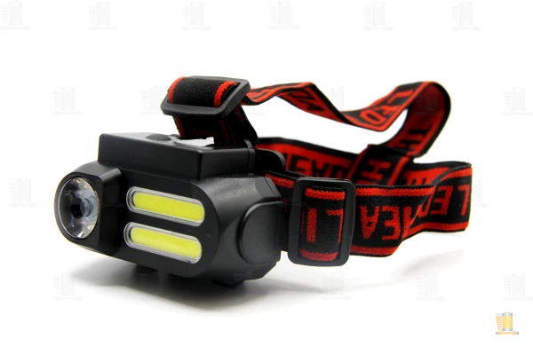 Фонарь налобный Без бренда NF-611 1LED+COB от аккумулятора 3 режима черный