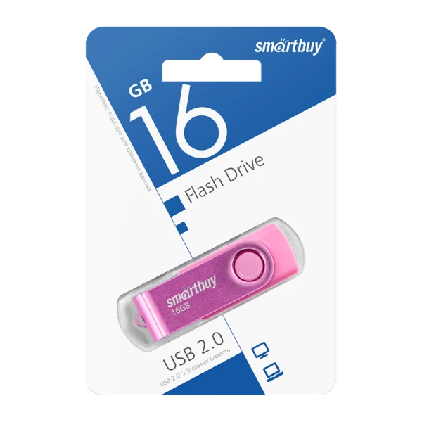 Флеш-накопитель Smartbuy Twist 16GB USB2.0 пластик розовый