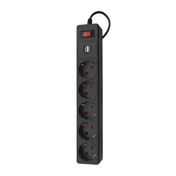 Сетевой фильтр Power Cube 5р.С/З 10A с выкл. 1.9м ПВС 3x0.75мм² белый (1/27)
