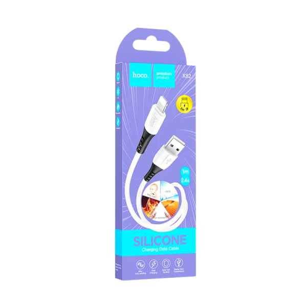 Кабель HOCO X82 USB (m)-Lightning (m) 1.0м 2.4A силикон белый (1/31/310)