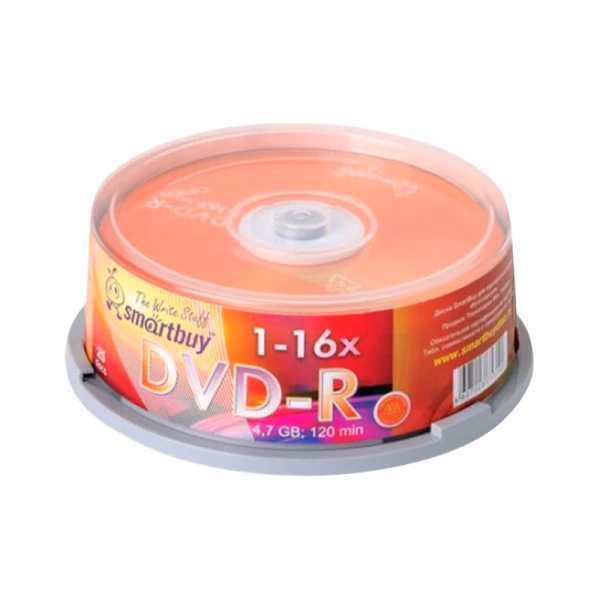 Диск DVD-R Smartbuy 4.7GB 16x 25шт. cake box (25/250)